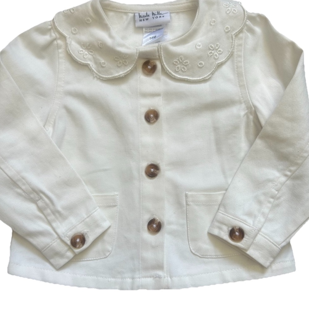 Nicole Miller Ivory Button-Up baby jacket size 18M